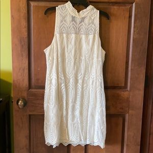 Cream Halter Overlay Dress